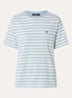Venaco T-shirt met streepprint en logoborduring - Lichtblauw