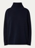 Grofgebreide trui van wol met col - Donkerblauw