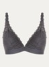 Voorgevormde bralette met overlay van kant - Donkergrijs