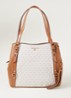 Carrie Large schoudertas met logoprint - Vanillegeel