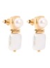 Square Pearl Stud oorstekers - Goud