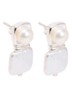 Square Pearl Stud oorstekers - Zilver