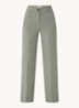 Gale high waist straight fit pantalon met steekzakken en persplooi - Olijfgroen