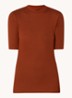 Krown T-shirt met ribstructuur - Oranjebruin