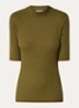 Krown T-shirt met ribstructuur - Mosgroen