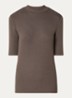 Krown T-shirt met ribstructuur - Bruin