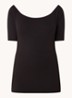 Tansy top met boothals en stretch - Zwart