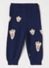 Fijngebreide tapered fit broek in wolblend - Donkerblauw