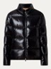 Abbadia puffer jack met glanzende finish en logo - Zwart