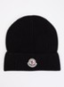 Classic ribgebreide muts met logo - Zwart