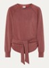 Romy sweater met strikceintuur - Roodbruin