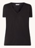 Fenya T-shirt met V-hals en stretch - Zwart