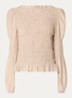 Polka top met smockwerk  - Zand