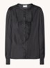 Zola blouse van satijn met plissé - Zwart