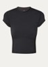 Cropped T-shirt met ronde hals - Zwart