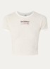 Ringer cropped T-shirt met logo - Grijs
