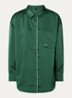Blouse van satijn met borstzak en logo - Groen