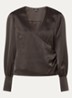 Aivy asymmetrische top van satijn met plooidetail - Chocoladebruin