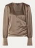 Aivy asymmetrische top van satijn met plooidetail - Donkerkhaki
