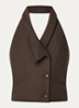 Alani mouwloze blazer met paspelzakken - Bronsgroen