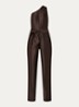 Alira loose fit jumpsuit met asymmetrische hals - Bruin
