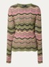 Arlla top met ingebreid patroon en lurex - Bronsgroen
