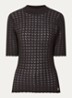 Arvella top met opengewerkt dessin en lurex - Chocoladebruin