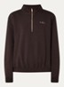 Avaleigh sweater met halve rits en logo - Chocoladebruin