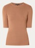 Jolie top van stretchjersey met korte mouw - Cognac