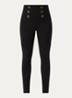 Oroville high waist skinny fit broek met sierknopen - Zwart