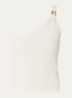 Roselle one shoulder top met ribstructuur en kralendecoratie - Creme