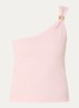 Roselle one shoulder top met ribstructuur en kralendecoratie - Orange