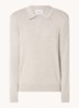 Fijngebreide pullover van wol met polokraag - Beige