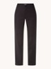 Marilyn high waist straight fit broek in linnenblend met steekzakken - Zwart