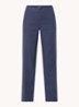 Marilyn high waist straight fit broek in linnenblend met steekzakken - Donkerblauw