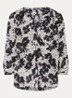 Pintuck blouse met V-hals en print - Zwart