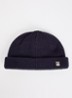 Micro ribgebreide muts met logo - Donkerblauw