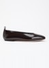 Ibiza Venice ballerina van leer met lakfinish - Donkerbruin