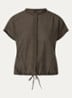Fadell semi-transparante blouse met trekkoord - Bronsgroen