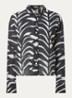 Fadena Leaves semi-transparante blouse met bladprint - Zwart