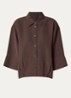 Fotori blouse met plooidetail en vleermuismouw - Donkerbruin