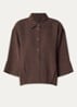 Fotori blouse met plooidetail - Donkerbruin