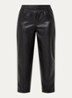 Myha Edgy mid waist cropped tapered fit broek van imitatieleer - Zwart