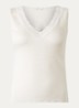 Pyjama top in kasjmierblend met details van kant - Gebroken wit