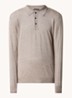 Melvin fijngebreide regular fit polo van wol - Donkerbeige