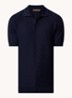 Mirza fijngebreide regular fit polo met structuur - Donkerblauw