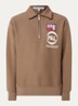 Pre game sweater met halve rits en logo - Lichtbruin