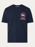 T-shirt met logo- en backprint - Donkerblauw