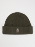 Matio ribgebreide muts in merino wolblend met logo - Olijfgroen