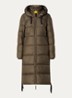 Panda longline puffer jas met donsvulling en capuchon  - Olijfgroen